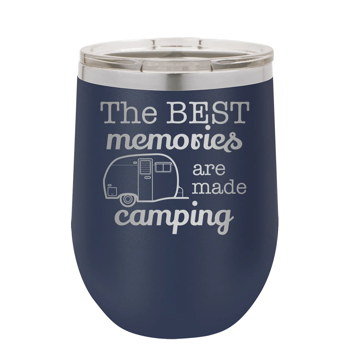 Personalized Camping Wine Cup Navy Iconic Imprint