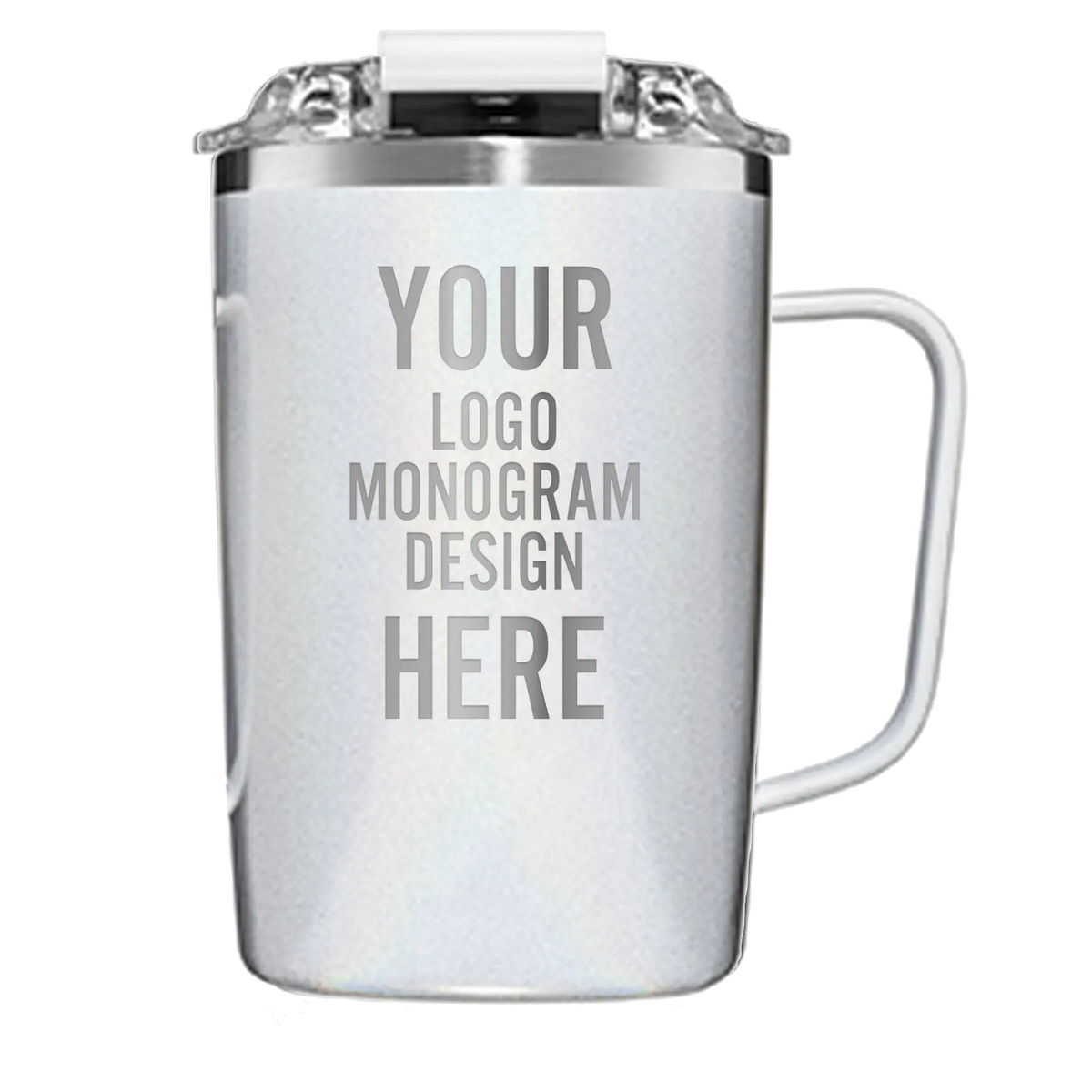 Personalized BruMate Toddy 16 oz Mug - Glitter White