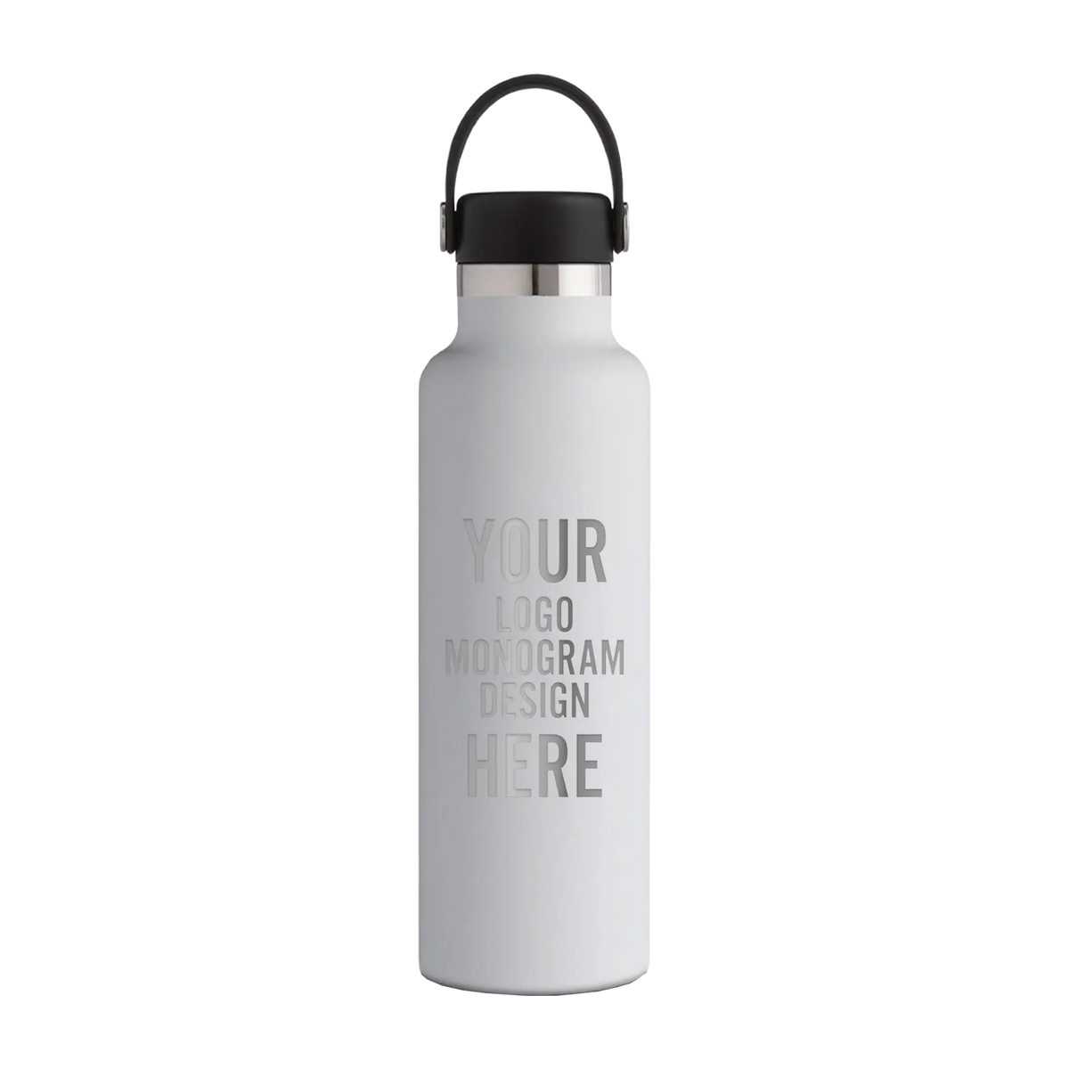 Custom Etched Hydro Flask 21 oz Standard Mouth Bottle in White