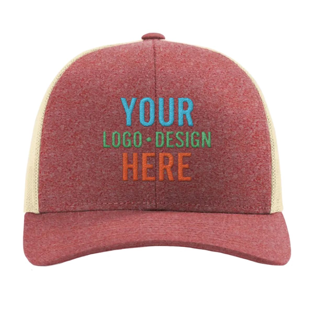 Embroidered Richardson 115CH Low Pro Trucker Hat Red Heather