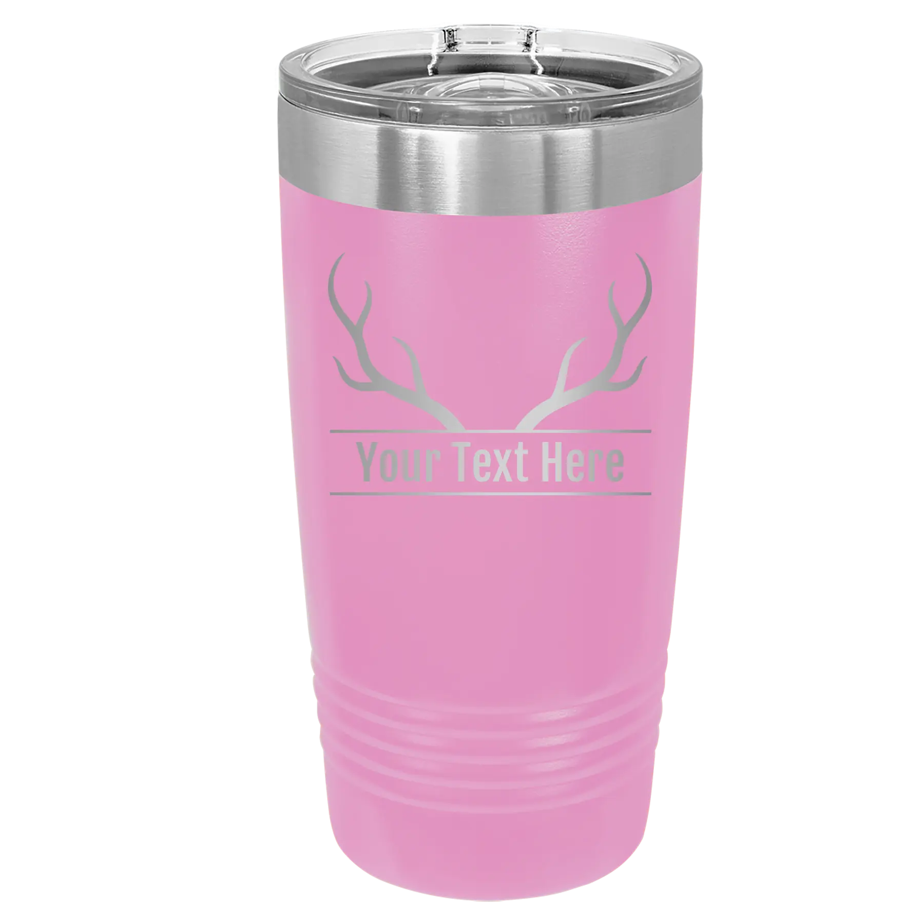 Personalized light purple 20 oz vacuum insulated tumbler with 'Antler' design