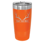 Personalized orange 20 oz vacuum insulated tumbler with 'Antler' design