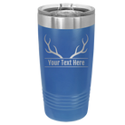 Personalized royal blue 20 oz vacuum insulated tumbler with 'Antler' design