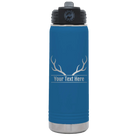 Personalized royal blue 20 oz vacuum insulated water bottle with 'Antler' design