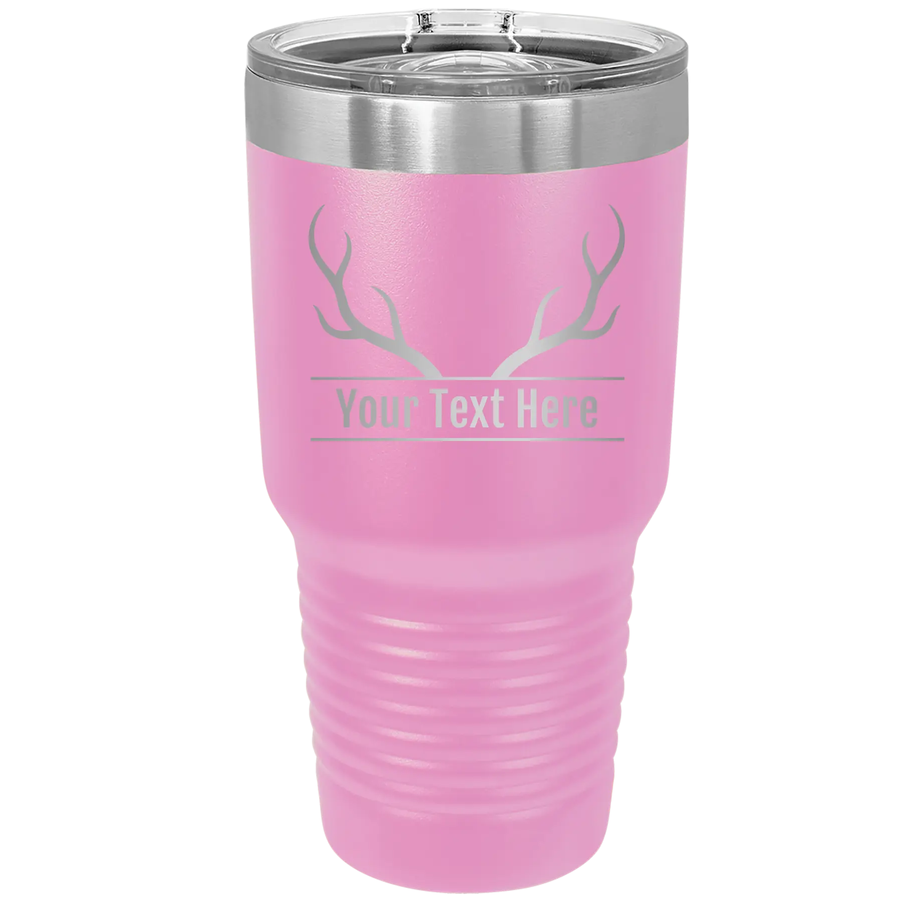 Personalized light purple 30 oz vacuum insulated tumbler with 'Antler' design