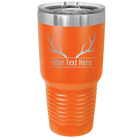 Personalized orange 30 oz vacuum insulated tumbler with 'Antler' design