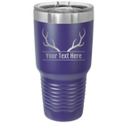 Personalized purple 30 oz vacuum insulated tumbler with 'Antler' design