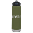 Personalized olive green 20 oz vacuum insulated water bottle with 'Mom Est' design
