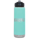 Personalized teal 20 oz vacuum insulated water bottle with 'Mom Est' design