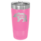 Laser etched pink 20 oz vacuum insulated tumbler with 'Beware Mama Bear' design