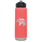 Laser etched coral 20 oz vacuum insulated water bottle with 'Beware Mama Bear' design