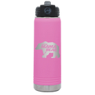 Laser etched light purple 20 oz vacuum insulated water bottle with 'Beware Mama Bear' design