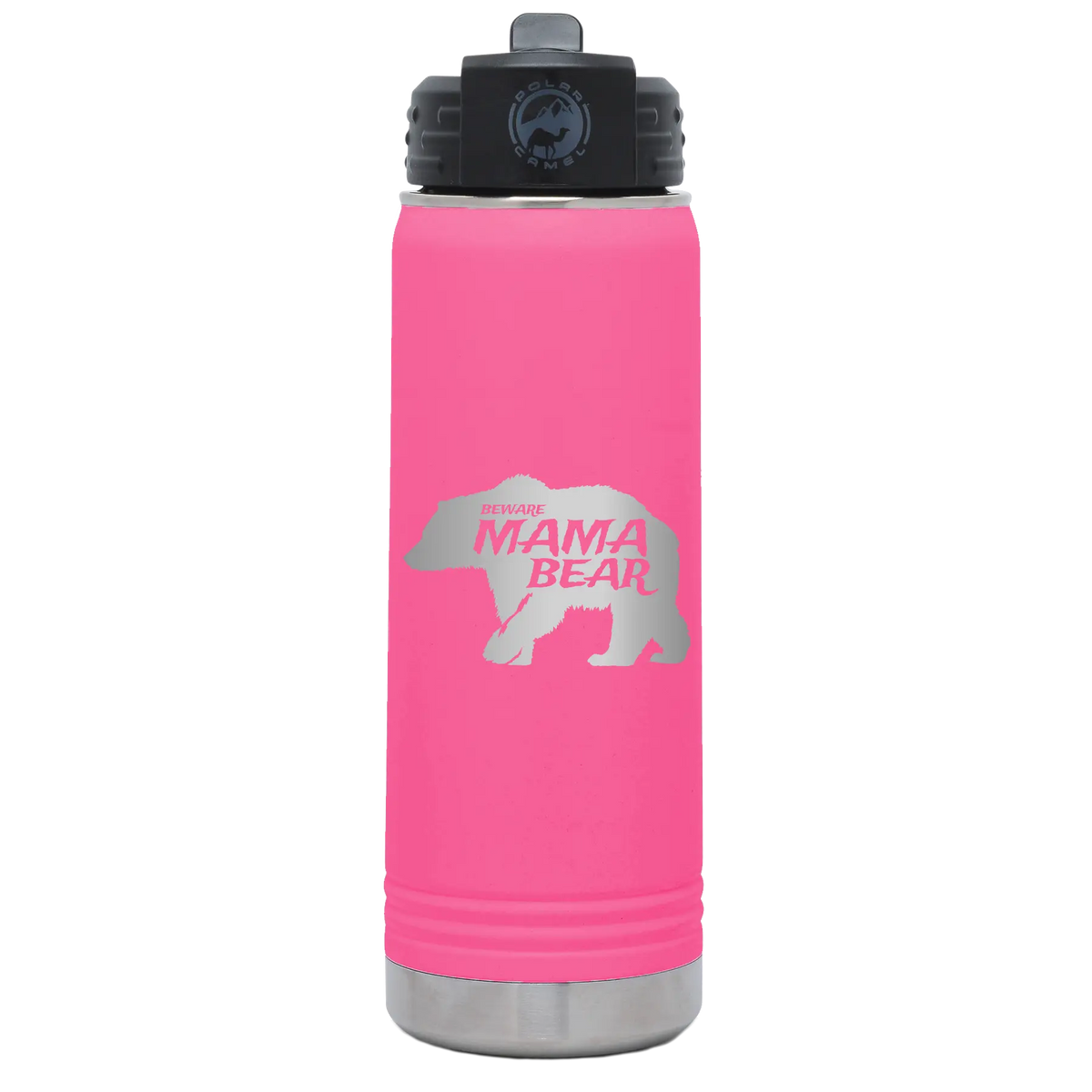 Beware Mama Bear 20 oz Water Bottle - Pink | Iconic Imprint