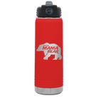 Laser etched red 20 oz vacuum insulated water bottle with 'Beware Mama Bear' design