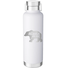 Laser etched white 24 oz vacuum insulated water bottle with 'Beware Mama Bear' design
