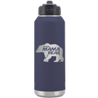 Laser etched navy 32 oz vacuum insulated water bottle with 'Beware Mama Bear' design