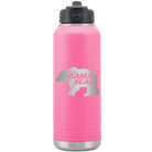 Laser etched pink 32 oz vacuum insulated water bottle with 'Beware Mama Bear' design