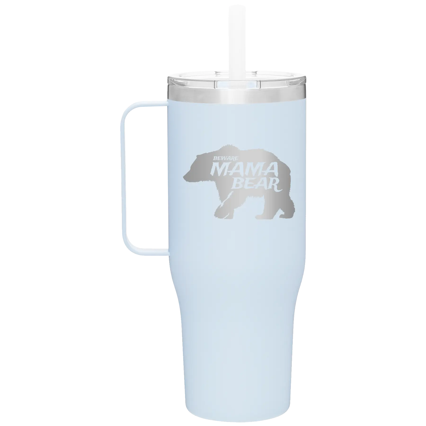 Laser etched landfall 40 oz vacuum insulated tumbler mug with 'Beware Mama Bear' design