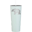 Laser etched meadow 20 oz vacuum insulated tumbler with 'Beware Mama Bear' design