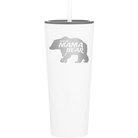 Laser etched white 20 oz vacuum insulated tumbler with 'Beware Mama Bear' design