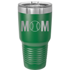 Personalized green 30 oz vacuum insulated tumbler with 'Mom Baseball' design