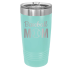 Personalized teal 20 oz vacuum insulated tumbler with 'Mom Baseball2' design