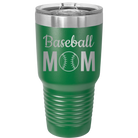 Personalized green 30 oz vacuum insulated tumbler with 'Mom Baseball2' design
