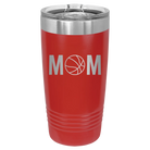 Laser etched red 20 oz vacuum insulated tumbler with 'Mom Basketball' design