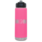 Laser etched pink 20 oz vacuum insulated water bottle with 'Mom Basketball' design