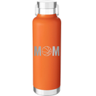 Laser etched orange 24 oz vacuum insulated water bottle with 'Mom Basketball' design
