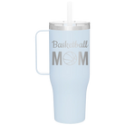 Laser etched landfall 40 oz vacuum insulated tumbler mug with 'Mom Basketball2' design
