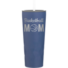 Laser etched constellation 20 oz vacuum insulated tumbler with 'Mom Basketball2' design