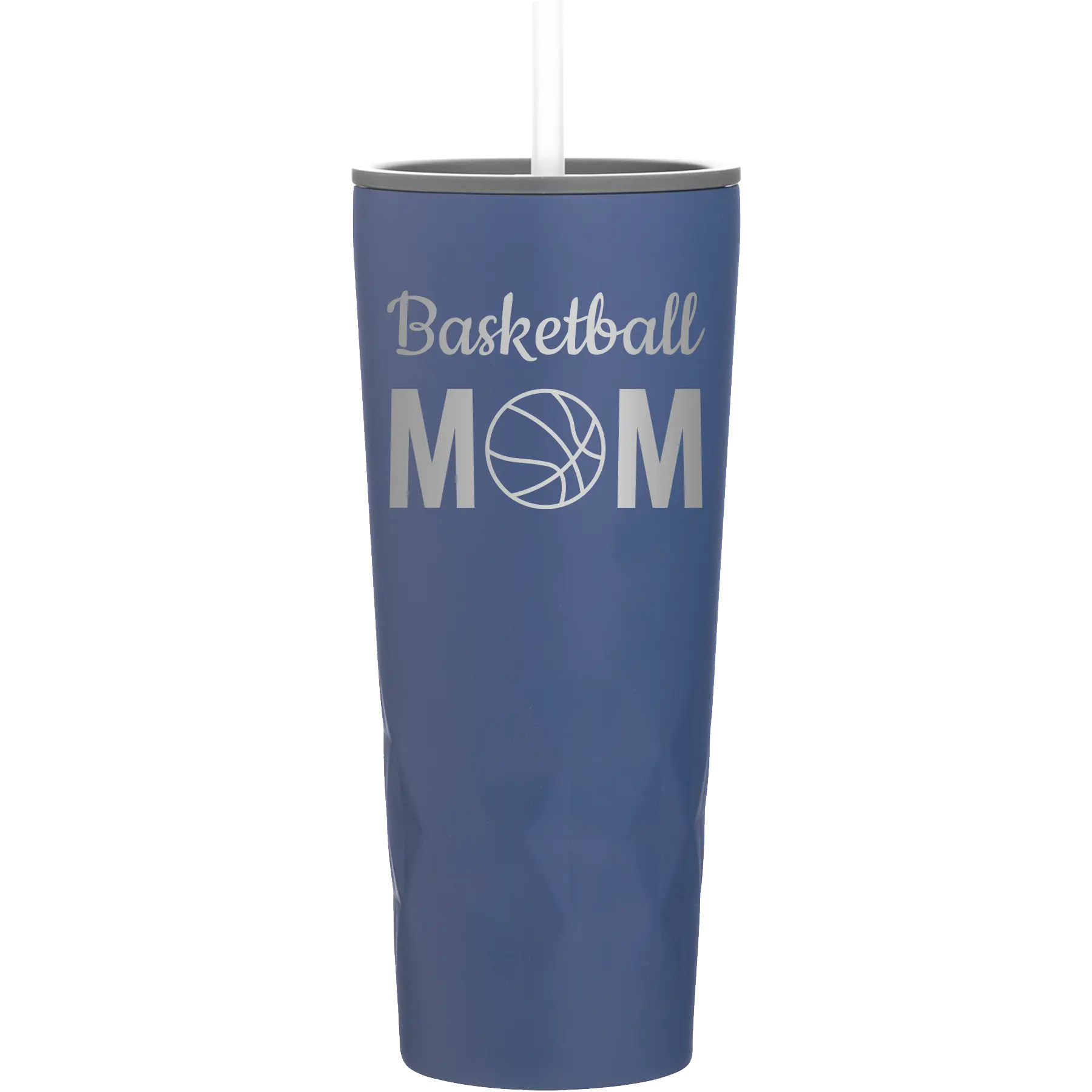 Laser etched constellation 20 oz vacuum insulated tumbler with 'Mom Basketball2' design