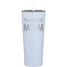 Laser etched landfall 20 oz vacuum insulated tumbler with 'Mom Basketball2' design