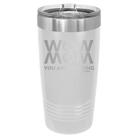 Laser etched white 20 oz vacuum insulated tumbler with 'Wow Mom You Are Amazing' design