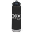 Laser etched black 20 oz vacuum insulated water bottle with 'Wow Mom You Are Amazing' design