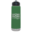 Laser etched green 20 oz vacuum insulated water bottle with 'Wow Mom You Are Amazing' design