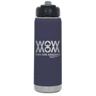 Laser etched navy 20 oz vacuum insulated water bottle with 'Wow Mom You Are Amazing' design