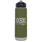 Laser etched olive green 20 oz vacuum insulated water bottle with 'Wow Mom You Are Amazing' design