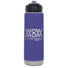 Laser etched purple 20 oz vacuum insulated water bottle with 'Wow Mom You Are Amazing' design