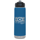 Laser etched royal blue 20 oz vacuum insulated water bottle with 'Wow Mom You Are Amazing' design