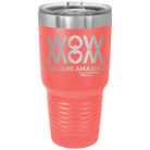 Laser etched coral 30 oz vacuum insulated tumbler with 'Wow Mom You Are Amazing' design