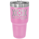 Laser etched light purple 30 oz vacuum insulated tumbler with 'Wow Mom You Are Amazing' design