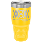 Laser etched yellow 30 oz vacuum insulated tumbler with 'Wow Mom You Are Amazing' design