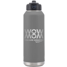 Laser etched dark gray 32 oz vacuum insulated water bottle with 'Wow Mom You Are Amazing' design