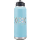 Laser etched light blue 32 oz vacuum insulated water bottle with 'Wow Mom You Are Amazing' design