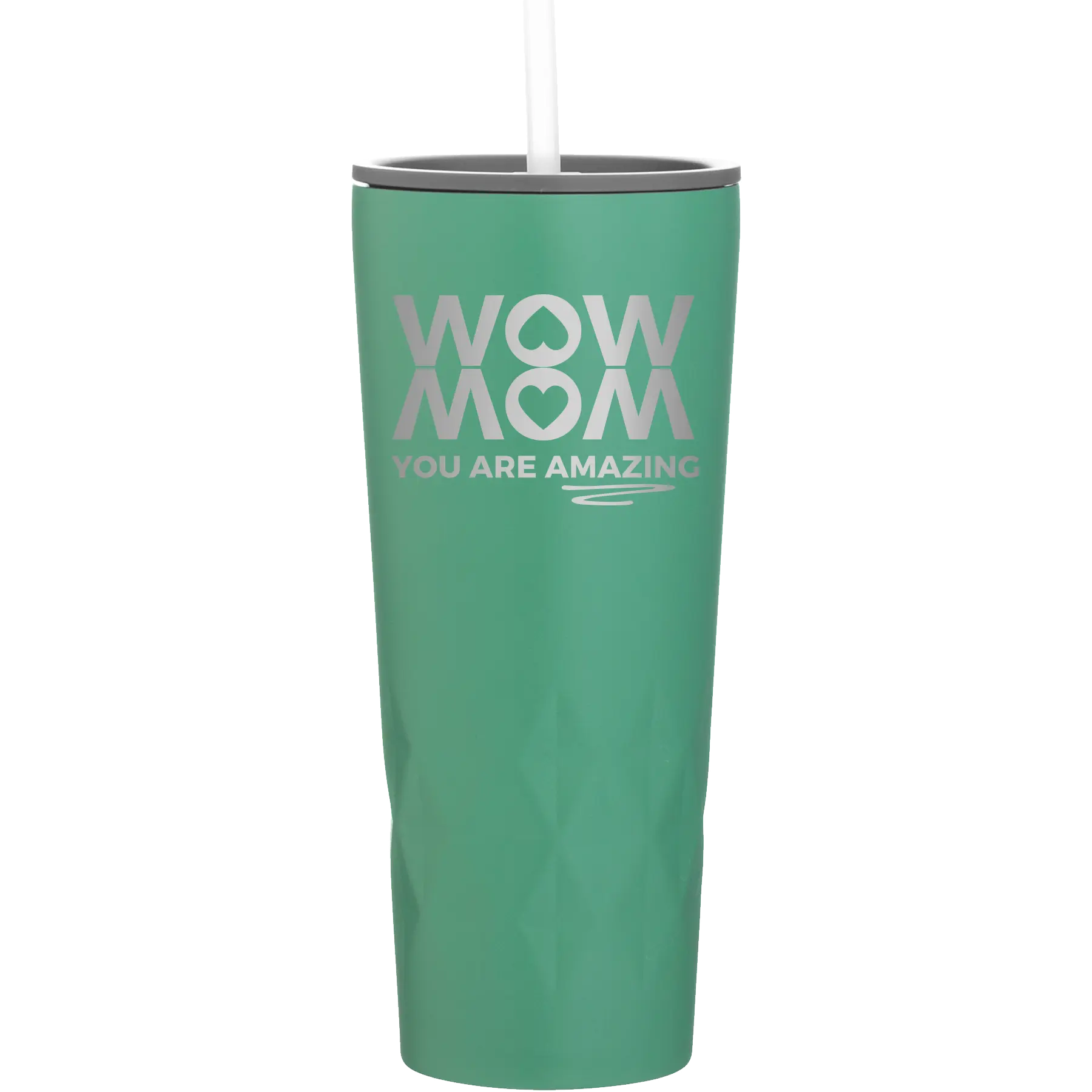 Laser etched forage 20 oz vacuum insulated tumbler with 'Wow Mom You Are Amazing' design