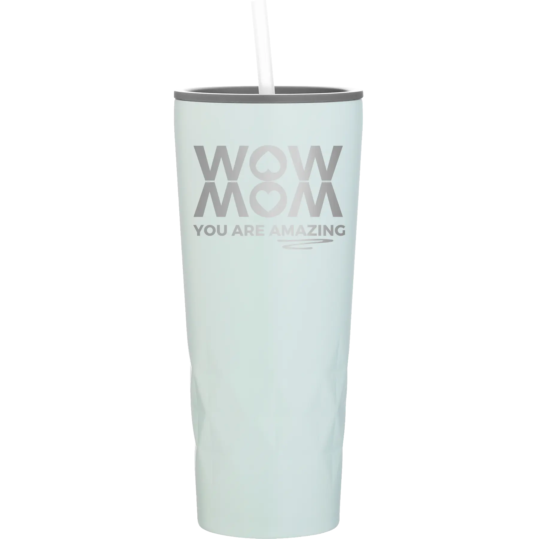 Laser etched meadow 20 oz vacuum insulated tumbler with 'Wow Mom You Are Amazing' design