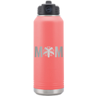 Laser etched coral 32 oz vacuum insulated water bottle with 'Mom Cheer' design