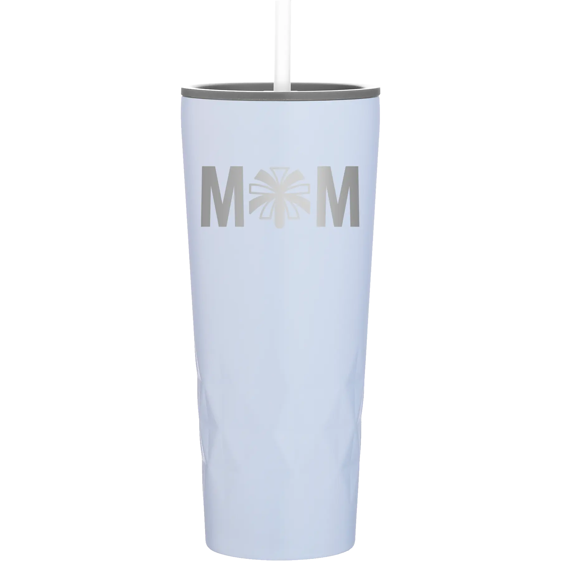 Laser etched landfall 20 oz vacuum insulated tumbler with 'Mom Cheer' design